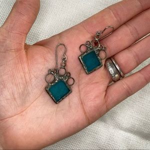 Vintage Silver and Teal Earrings